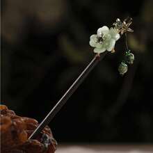 1pcs Wood Tassel Step Shaking Hairpin Chopstick Hair Stick Ancient Hair Ornament Pan Headdress Flower - màu xanh lá - Xem 7