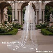 1pc Elegant Bridal Wedding Headpiece With 3D Floral Veil And Hair Comb, Romantic Short Double-Layer Veil, Valentine's Day Hair Accessory - Multicolor - View 11