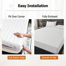 1Pieza Sábana de Cajón Ajustable para Individual/Matrimonial/Queen/King Protectora de Colchón Tela Alta Elasticidad,No Hace Bolitas Ajuste Perfecto y Silenciosa,Uso Todo el Año Ideal para Hogar Hotel y Departamento(Sin Fundas de Almohada) - Blanco - Ver 2