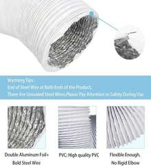 Omont Dryer Vent Hose 4 Inch 8FT Flexible Dryer Ducting Tube Air Duct Aluminum Insulated Flex Hose Kit Indoor Outdoor - ColorB - View 2