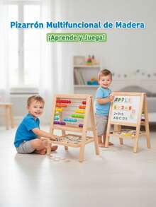 Casaisla Home Collection Pizarrón Didáctico para Niños 3 en 1 Montessori, Centro De Aprendizaje Con Pizarra Magnética, Abaco, Letras Y Números (35x24x20 cm) - Blanco - Ver 8