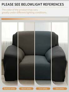 1pc Solid Color Sofa Cover, Elasticity Sofa Protector, Style Anti-Slip Design, Soft, Comfortable And Breathable, All Size, Suitable For All Seasons And Theme, Washable Sofa Cushion Cover - màu đen - Xem 6