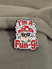 1Pc I'm A Fungi Cute Mushroom Enamel Pin Funny Pun Cartoon Mushroom With Fashion Glasses Brooch Lapel Badge Jewelry Gift For Friends ﻿ - Multicolor - View 9