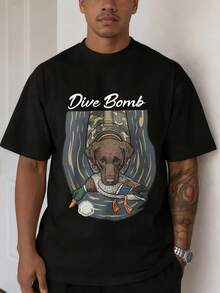 Mens Cotton Dive Bomb Graphic Oversized Short Sleeve Summer Casual T Shirt For Men - màu đen - Xem 1