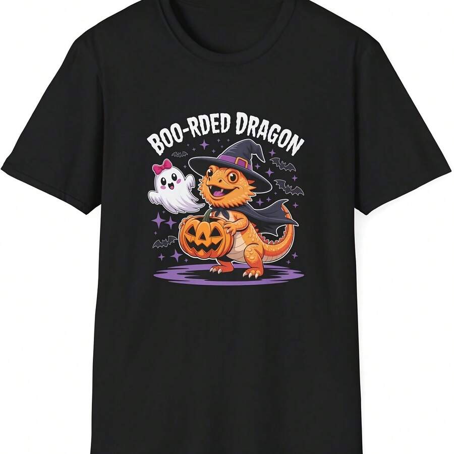 Boo-rded Dragon - Camiseta de Halloween y diseño de dragón barbudo para amantes de los reptiles - Negro 1 - Ver 1