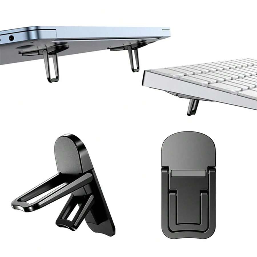 Soporte plegable para ordenador portátil, soporte antideslizante para Notebook Pro, pies de refrigeración invisibles ajustables, 2 uds. 2CZV - Negro SD - Ver 1