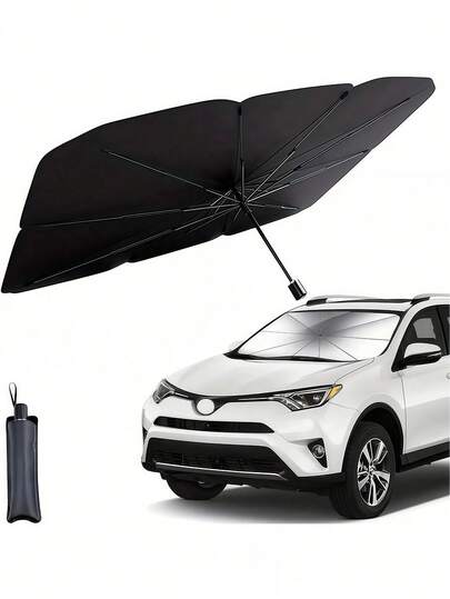 1 pieza Parasol para parabrisas de coche, Parasol para parabrisas, Paraguas de coche, Parasol térmico plegable para parabrisas delantero, Protector solar de verano para coche - Protección UV con diseño de paraguas que proporciona protección térmica instantánea para las ventanas delanteras, fácil almacenamiento e instalación rápida