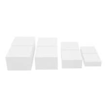 8 Piece White Acrylic Display Stand Set, 4 Sizes Rectangular Dessert Display Riser, No Assembly Hollow Base Countertop Stand, Reusable For Bakery Wedding Party Home Collectible Cosmetic Display - White - View 8