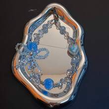 Deep Sea Blue Iridescent Crystal Heart Pendant Phone Lanyard, Elegant Bowknot Charm, Multifunctional DIY Phone Strap, Wrist Lanyard Anti-Lost - Multicolor - View 3