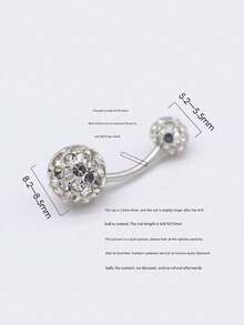 1pc 925 Sterling Silver Ombre Crystal Ball Navel Ring, Fashionable & Charming Belly Button Piercing For Women - Navel Nails - View 10