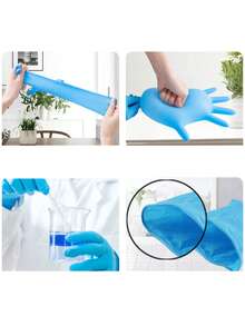 1 Pack Disposable Nitrile Gloves, Thick High Elastic Latex Gloves For Dishwashing, Waterproof Oil-Resistant PVC Household Gloves - A - View 5