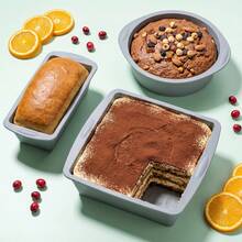 Keidason 3pcs Silicone Baking Set - Round & Square Cake Molds, Non-Stick Bread Molds Suitable For Pizza, Heat Resistant & Easy To Clean - Holiday Baking Tool Set - Multicolor - View 3