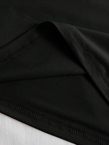 Plus Letter & Wings Print Notched Neck Tee - Black - View 3