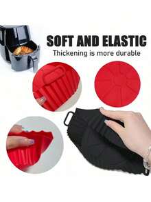 1pc Air Fryer Silicone Baking Mat, Round Baking Tray, Household Air Fryer Silicone Pad - Multicolor - View 3