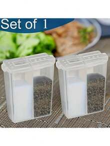 1个迷你盐和胡椒粉调味瓶 - 透明塑料野餐烧烤调味罐，带盖，旅行装 - 彩色 - 查看 1