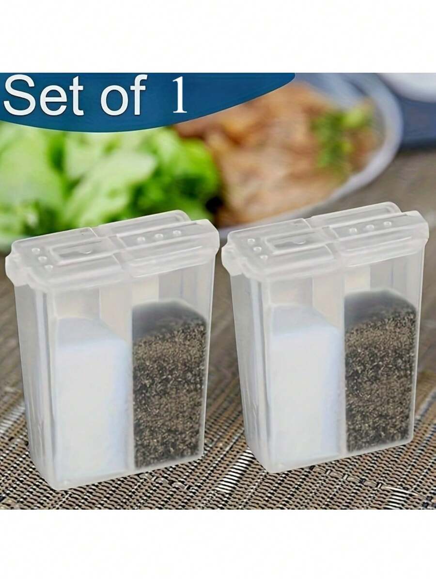 1个迷你盐和胡椒粉调味瓶 - 透明塑料野餐烧烤调味罐，带盖，旅行装 - 彩色 - 查看 1