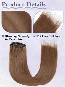 Clip In Hair Extensions 7pc Set Long Straight Hair Extension Synthetic Hairpieces For Women Girls Daily Use - Multicolor - View 3