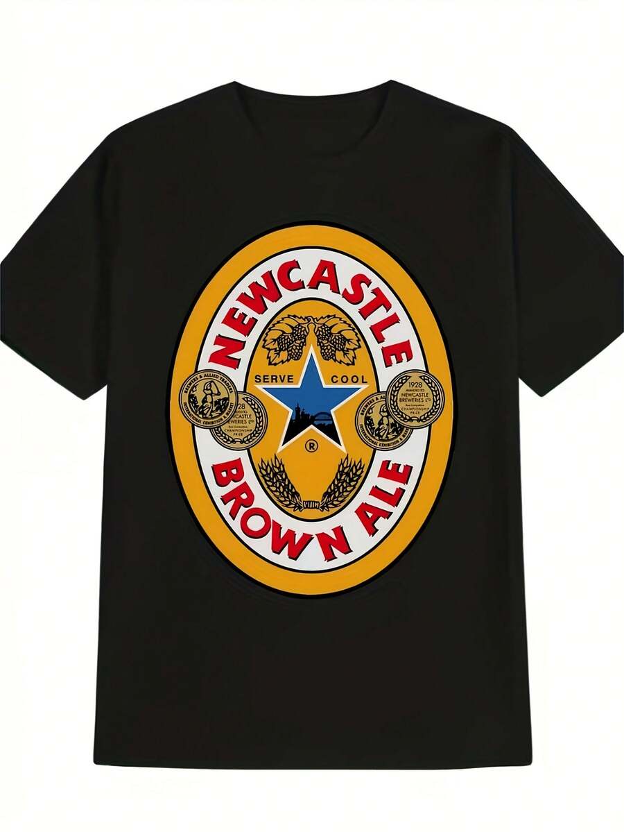 Camiseta para hombre con el logotipo de Newcastle Brown Ale y la icónica marca de cerveza. Camiseta informal de corte corto con estampado del logotipo icónico. Ideal para todo tipo de clima, ideal para amantes de la cerveza, pubs y ropa informal (lavable a máquina, negra). - Negro 15 - Ver 1