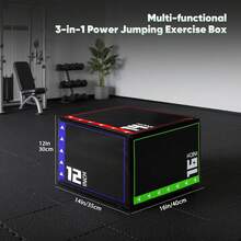 GCCSJ Jump Box Exercise,3-In-1 High Density Plyo Jump BoxHigh-Density Compressed Spongejumping Box - Waterproof PVC Leather Non-Slip Exercise Box For CrossFit, HIIT, Step Ups, Squats & Home Gym Strength Training - Valentine's Day Gift Idea(16Inch)" - 16-inch Compressed Sponge - View 5