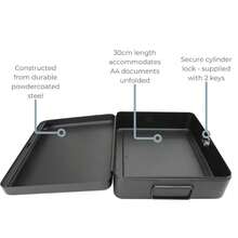 12" Security Cash Document Storage Safety Deposit Secure Lock Key Safe Box Metal - Black - View 5