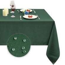 Obstal 210GSM Rectangle Table Cloth, Water Resistance Microfiber Tablecloth, Decorative Fabric Table Cover For Outdoor And Indoor Use (Black,60 X 60 Inch) - Hijau Kehitaman - View 2