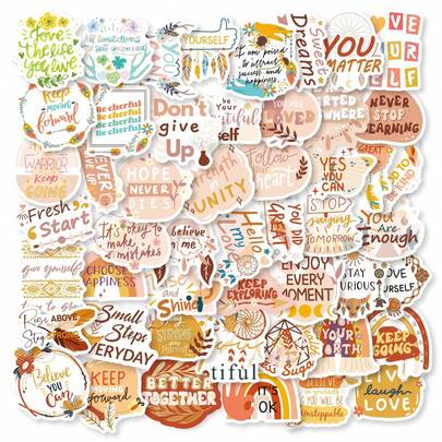 50张/包 波西米亚风英文涂鸦贴纸，可重复使用，适合万圣节、圣诞节、复活节等节日装饰，也可用于DIY装饰水杯、笔记本电脑、滑板等。这款充满活力的涂鸦套装也适用于日记本、剪贴簿、派对用品，尤其适合冬季和新年。