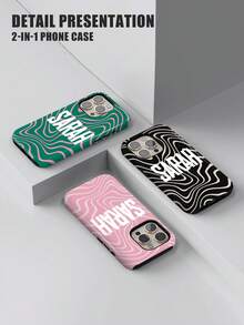 1pc Customized Minimalist Splicing Ripple Name Phone Case, 2-In-1 Glossy Filmstrip Hard Shell Phone Protective Cover Compatible With Iphone 11/12/13/14/15/16 17 Pro Max,International Version, Not The Domestic Version - Multicolor - View 4