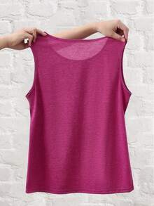 Camiseta de tirantes personalizada para mujer: Sube tu foto & añade tu texto personalizado, que se aplicará bellamente a tu diseño utilizando una técnica de flocado premium - Rojo - Ver 6