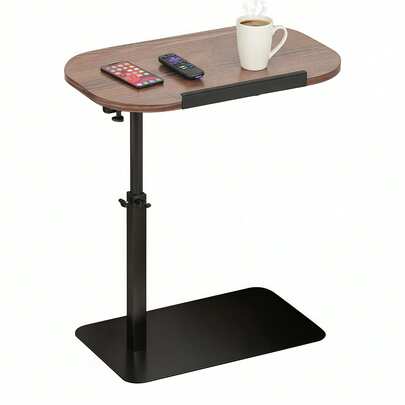 Meiyiu Side Table Sofa Tray For Couch, 360° Swivel Laptop Stand,Tiltable Desktop & Height Adjustable End Table, C Shaped End Table W/Heavy Metal Base, Applicable To Bedside