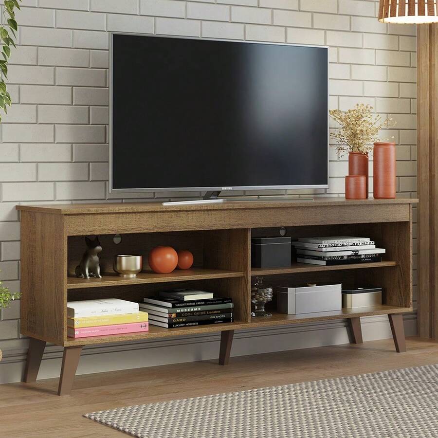 Madesa TV Stand Rack 4 Spaces Up To 55 Brown 2 - Brown - View 1
