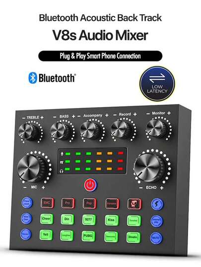 V8S การ์ดเสียงทันทีพร้อมเอฟเฟกต์เสียงแบบเรียลไทม์หลายแบบ ฟังก์ชันการผสมและการแปลงเสียง แบตเตอรี่ลิเธียมแบบชาร์จไฟได้ในตัว เหมาะสำหรับการบันทึกด้วยคอมพิวเตอร์ คาราโอเกะที่บ้าน การแชทด้วยเสียง และสถานการณ์อื่นๆ