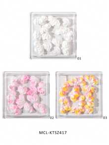 6/12/30pcs 3D Handmade Acrylic Flower Nail Art Decorations - Luxury White 3D Flowers With Rainbow Rhinestones And Golden Beads, Carved By Nail Artists, INS Trending Spring/Summer DIY Nail Supplies, Suitable For Women And Girls, Elegant Nail Stickers Nails - Yellow - View 11