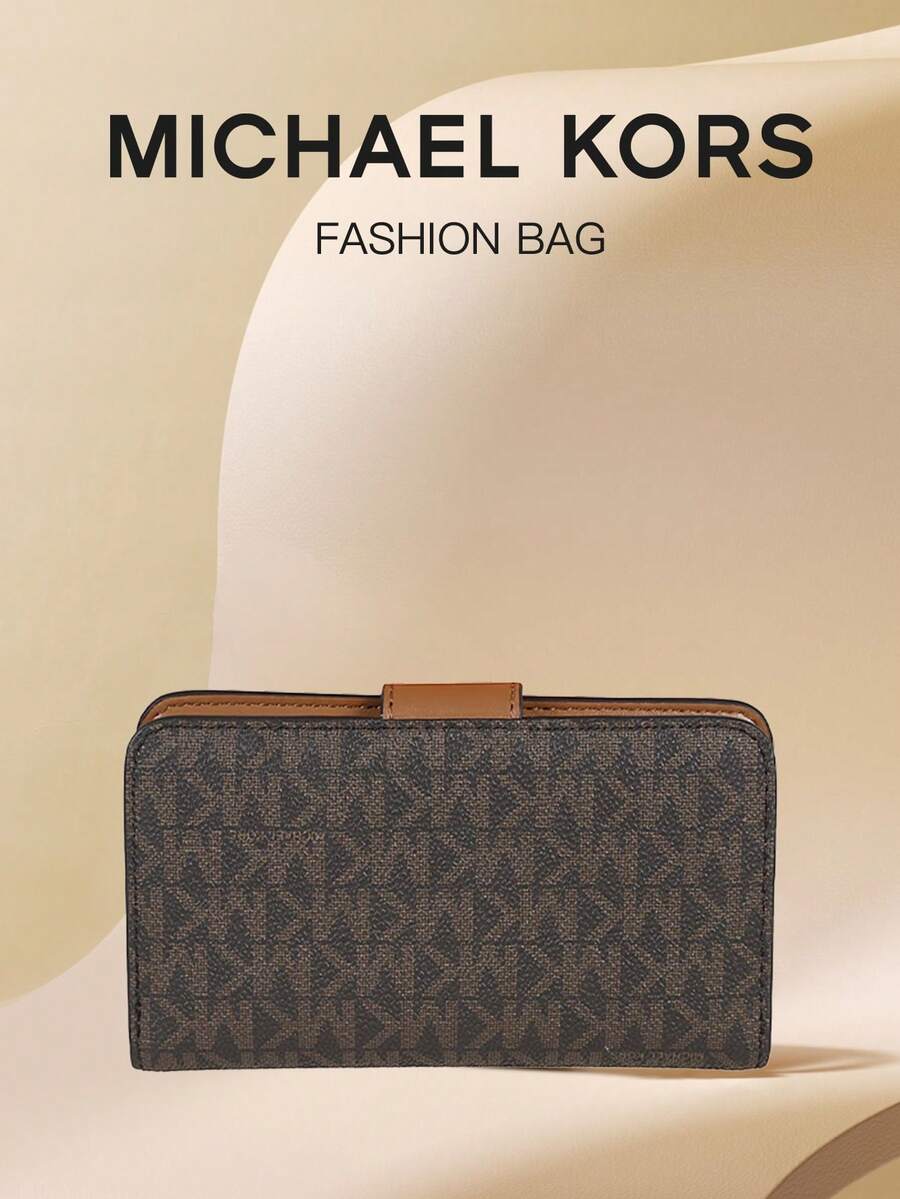 Michael Kors Women's RFID Blocking PVC Leather Wallet, Long Bifold Clutch Purse Card Holder - Brown - View 1