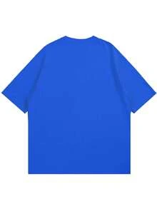 Short-Sleeved T-Shirt With Round Neck And Casual Graphic Print For Children And Teenagers, Summer Top - 藍色 - 查看 3