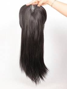 Middle Part Long Straight Hair With Black Brown Hairpin Bangs High Temperature Fiber Large-Area Hand-Knitted Hairpiece Hair Topper Clip In Hair Extensions Wig On The Top Of The Head No Need To Wear A Wig Cap Long Straight Hair In Middle Part Synthetic Natural Fluffy Bangs Wig - Multicolor - View 5