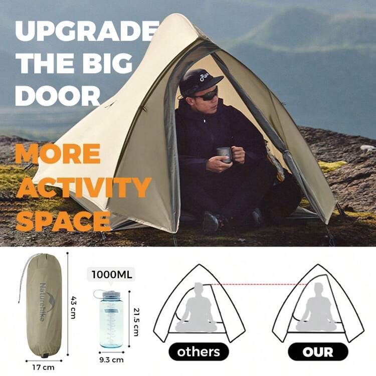 Naturehike Cloud Up Pro Ultraleicht-Trekkingzelt für 1-3 Personen, ideal für Outdoor-Aktivitäten wie Wandern, Reisen und Camping. Schneller Aufbau, großes Platzangebot dank 20D Nylon. - Verschiedenfarbig - Übersicht 5
