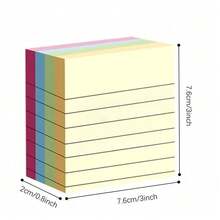 50/100/200sheets Line Sticky Notes 4 Colors Portable Student Note Marker Writing Sticky Notes, Self-Adhesive Easy To Apply Notepad Office, Home, School Big And Small Two Styles, Office Small Helper,School Supplies,Back To School - Multicolor - View 5