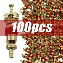 Kit de herramientas de extracción de núcleo de válvula de neumático de cobre, llave de núcleo de válvula, destornillador con Zinc plateado para rueda de coche, camión, bicicleta y motocicleta M43I - 100 piezas - Ver 1