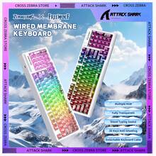 ATTACK SHARK * FREEWOLF M95 透明薄膜机械键盘，带 RGB 背光，94 个静音按键，26 键无冲突，适合 PC 游戏玩家，2026 年节日和新年礼物 - 黑/白 - 彩色 - 查看 1