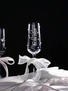 1pc Personalized Champagne Flute, Reusable & Washable Customized Champagne Glass With Bow Decor, Suitable For Bride And Bridesmaids, Wedding Party, Bridal Shower, Bachelor Party, Birthday Party ,Forever Love - Nhiều màu - Xem 7