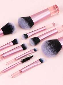 50 Mini Pink Makeup Brush Sets+1 Mini Zipper Bag, Paint, Makeup Brush, Rouge Brush, Eye Shadow Brush, Highlight Brush, Eyebrow Brush - Convenient Travel Makeup Tools - Multicolor - View 3