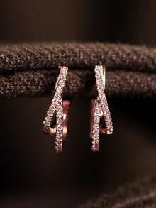 1 Pair Cubic Zirconia Earrings, Suitable For Daily Decoration, Party Jewelry Or Birthday Gift For Teenagers - 9# - View 2