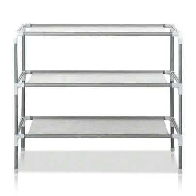 Gray 3 Tiers Non-Woven Fabric Shoe Rack Simple Assembly Space Saving Storage Organizer For Entryway Hallway Bedroom Closet Durable Stable Multi-Functional Footwear Storage Shelf