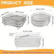 Phụ kiện nồi chiên không dầu bằng thép không gỉ, phụ kiện nướng - Bộ khay nướng một lớp, 3 tầng xếp chồng lên nhau và giá làm nguội, khay nướng, khay nấu ăn cho lò nướng và nồi chiên không dầu, nhiều kiểu dáng, phù hợp cho bữa tối gia đình, vật dụng cần thiết trong nhà bếp, các buổi tụ họp. - Bạc - Xem 4