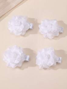 4 pezzi/8 pezzi Set di elastici per capelli, fermagli e accessori per capelli a fiore bianco per ragazze, adatti per decorazione quotidiana e per la stagione dei matrimoni - Bianco - Visualizzare 8