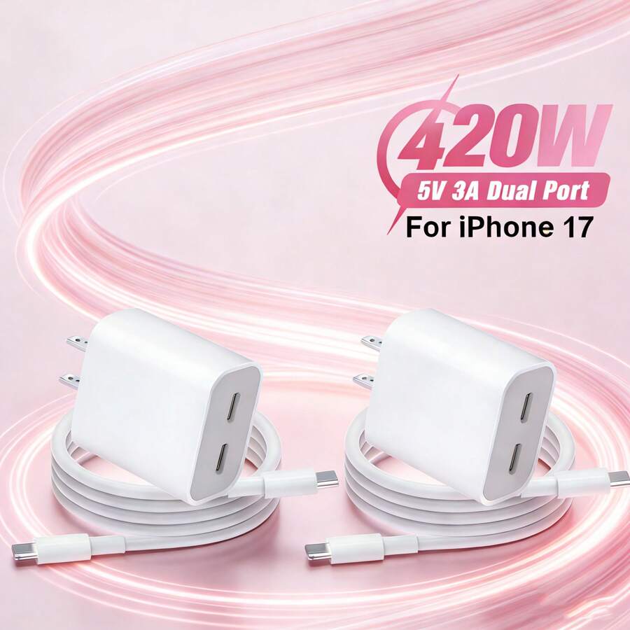 一套 USB-C 20W 墙式充电器适配器，配 100 厘米 USB-C 转 Type-C 充电线，兼容 17/16/15 Pro Max Plus/快速充电套装 - 白 - 查看 1