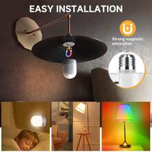 E27 Rechargeable Light Bulb, 3W Battery Powered Light Bulb With Magnetic Base Detachable, 9 RGB, 3 Color Temperature Dimmable And Timing Bulbs With Remote Control For Bedroom, Camping, 2 Pack - Multicolor - View 8