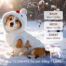 HAZOOWILL Shiny Snowman Dog Hoodie - Sparkling Silver Threads In Sunlight, Built-In Leash Ring, Suitable For Small Dogs Holiday Christmas Winter Outfit, Warm And Adorable - Blue and White - View 11