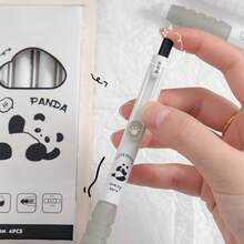 熊猫造型动物主题极简风格软握按压式凝胶笔，书写流畅，连续出墨，速干，适合DIY学习办公书写，黑色速干大容量凝胶笔，搭配大容量多层笔袋，是返校必备办公用品，也是情人节礼物的理想之选。 - 多色 - 查看 7