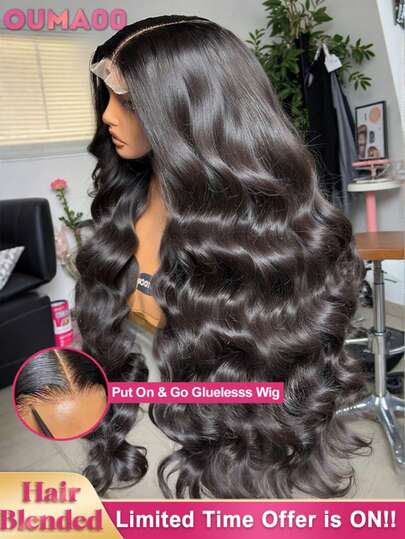 巴西原生人发混纺自然波浪卷发假发，13x4、13x6、5x5高清蕾丝闭合假发 - 200%高密度预拔毛，漂白发结，带婴儿发，无需胶水，自然色，无需胶水，即戴即用，奢华丰盈，打造日常自然造型